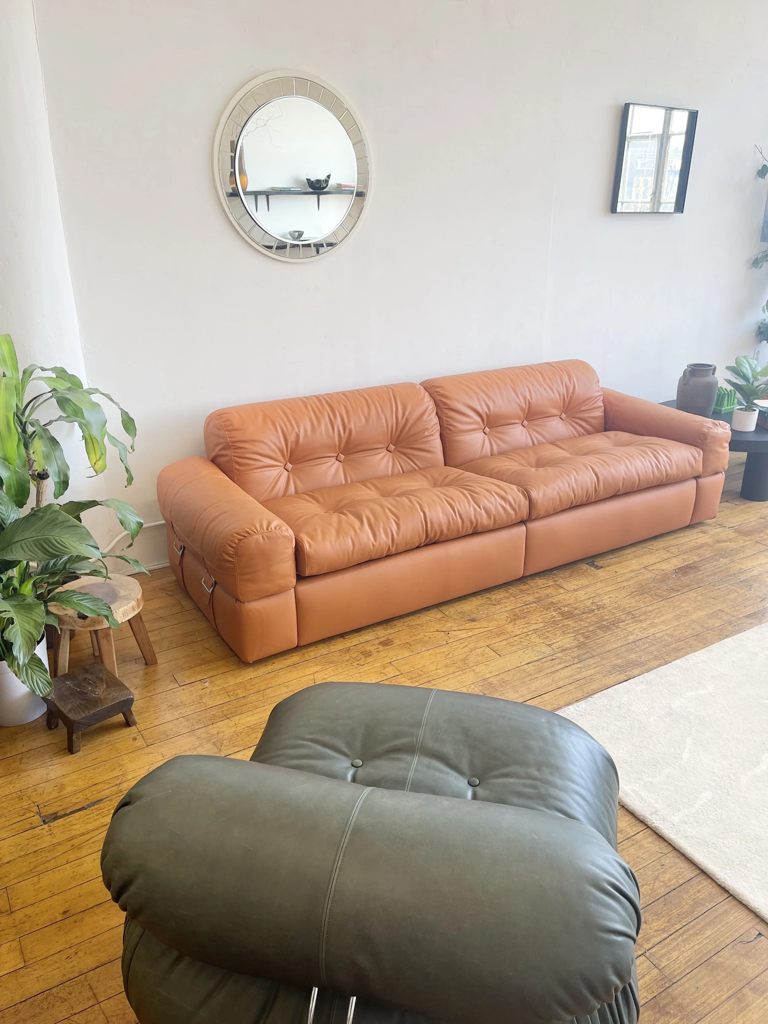 Adriano Piazzesi Sofa, Vintage Piazzassi Sofa Leather